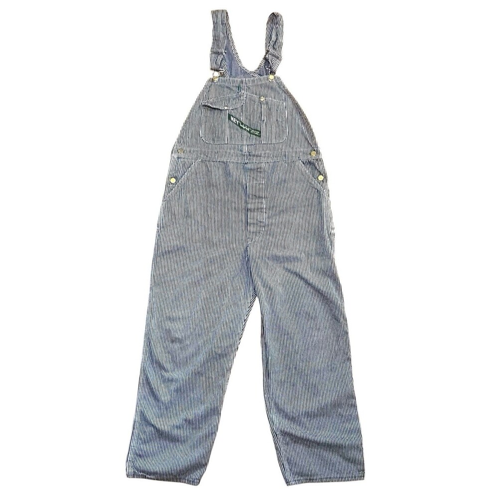 VTG Key Imperial Unisex Overalls Denim Railroad Stripe W40 L29 Conductor USA
